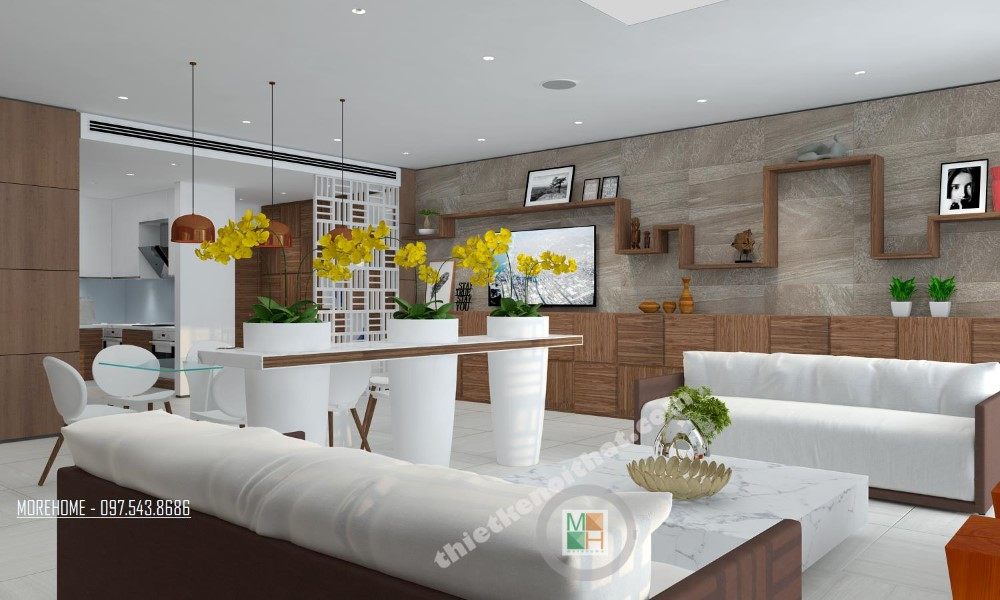 Thiết kế nội thất phòng khách chung cư VINHOME Nguyễn Chí Thanh